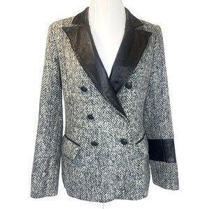 Laveer Tweed Pattern Blazer Jacket Double Breasted Black and Grey Color Size 10